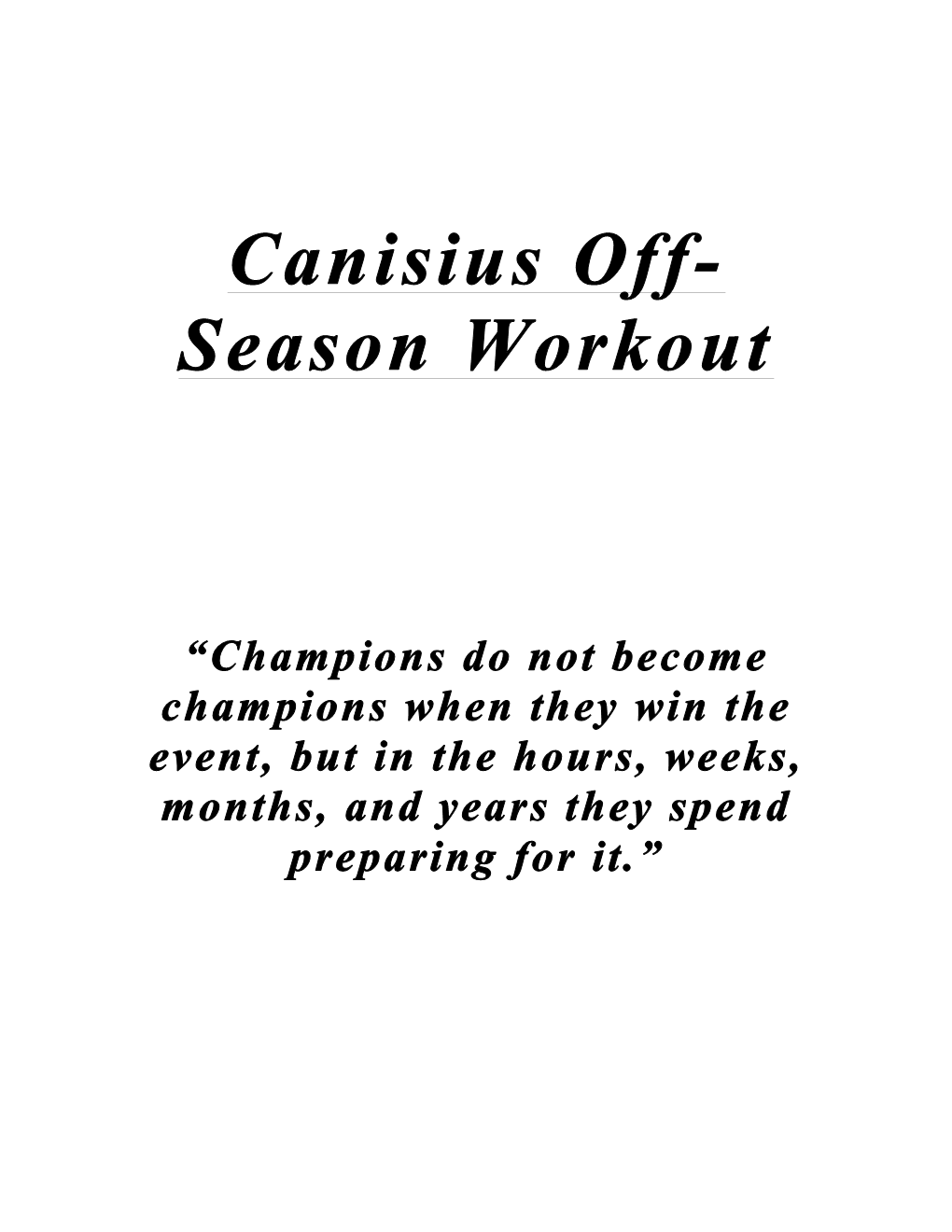 Canisius Off- Season Workout