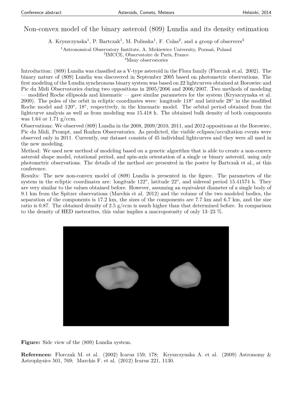 Non-Convex Model of the Binary Asteroid (809) Lundia and Its Density Estimation