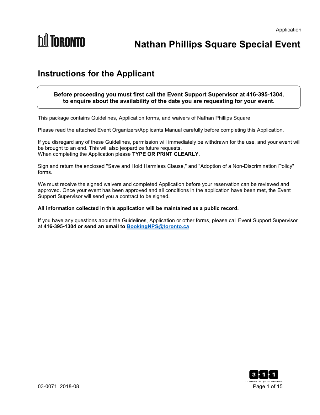 Nathan Phillips Square Application Forms