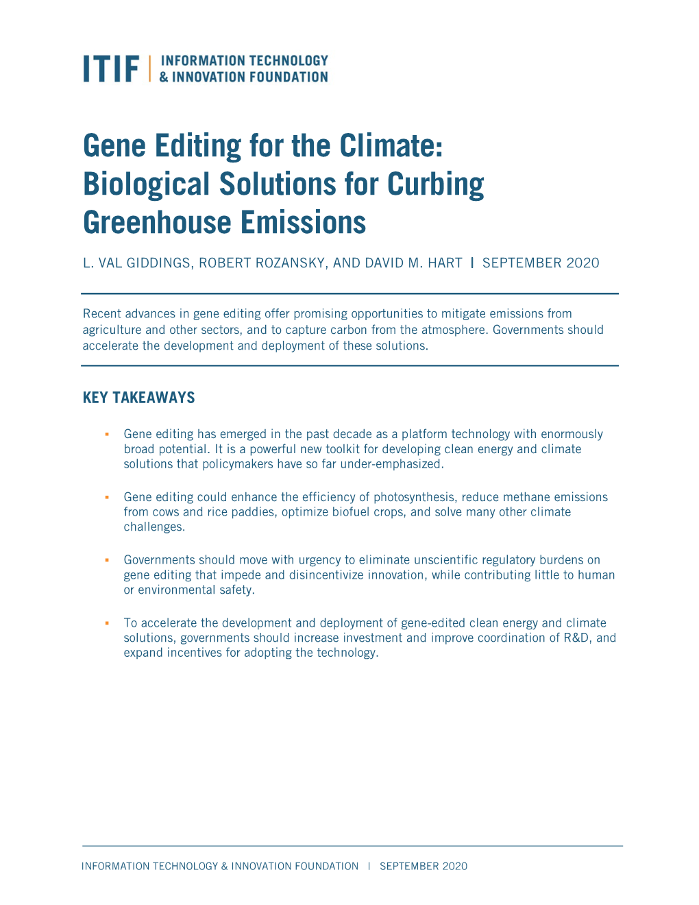 Gene Editing for the Climate: Biological Solutions for Curbing Greenhouse Emissions