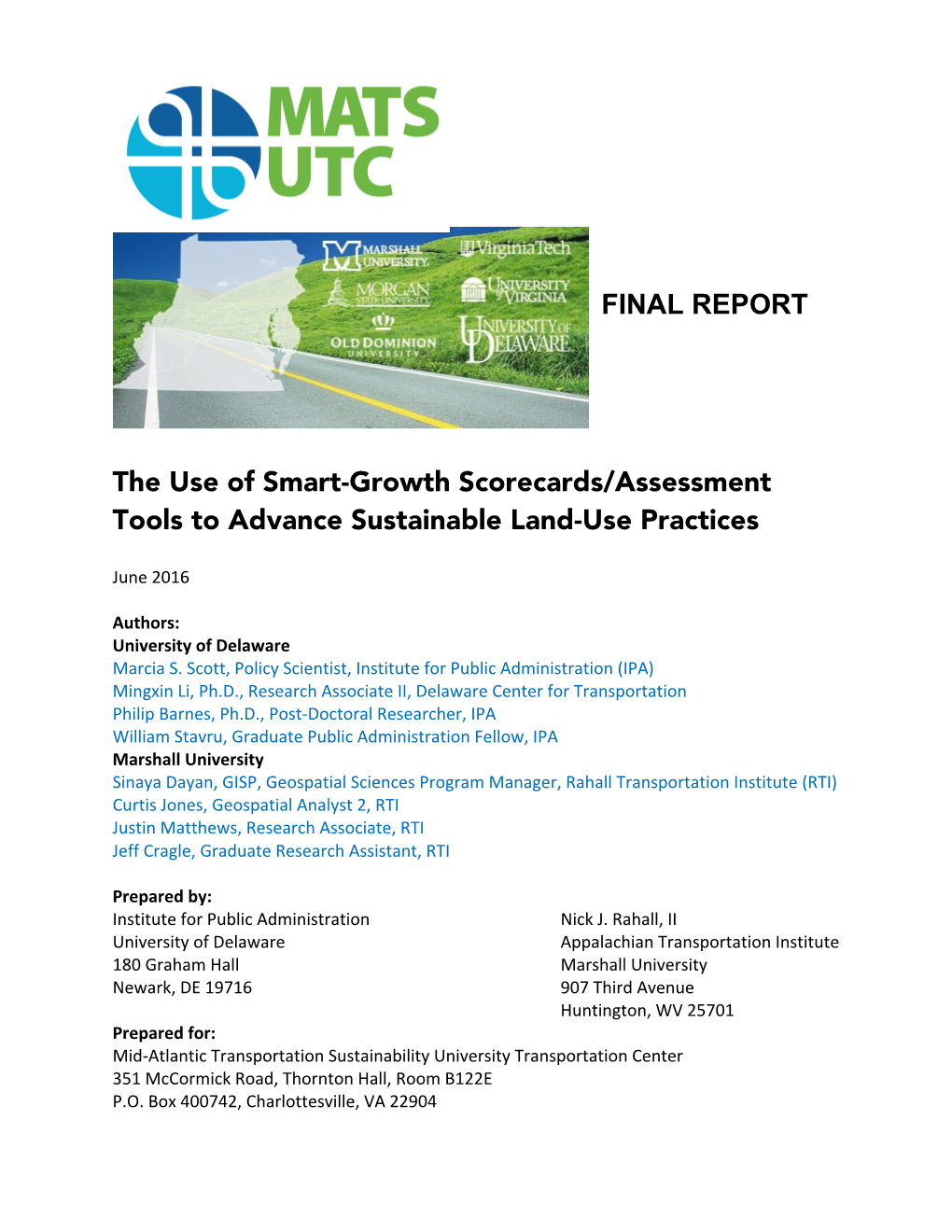 The Use of Smart-Growth Scorecards/Assessment Tools to Advance Sustainable Land-Use Practices