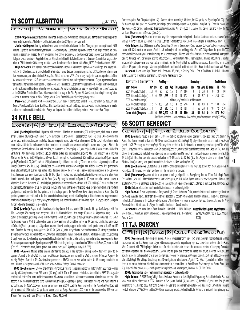 Pp. 42-61 Updated Bios POSTBOWL:Layout 1.Qxd