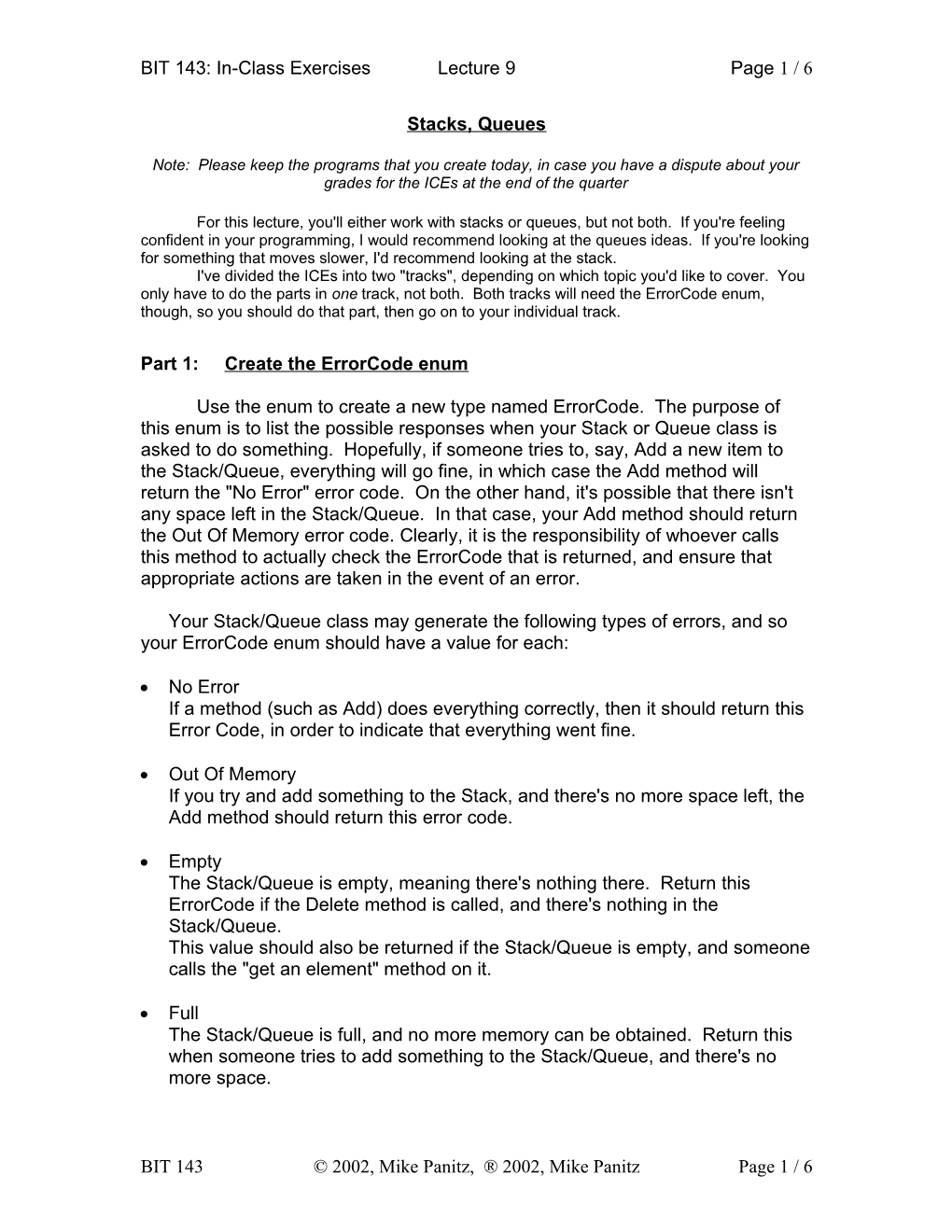 BIT 143: In-Class Exercises Lecture 9 Page 5 / 6