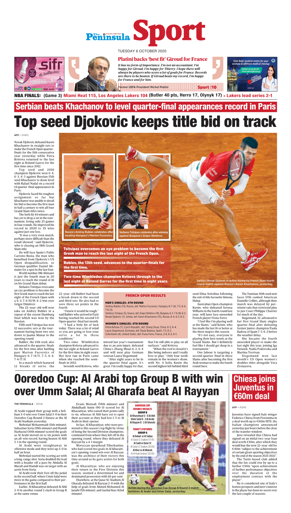 Top Seed Djokovic Keeps Title Bid on Track