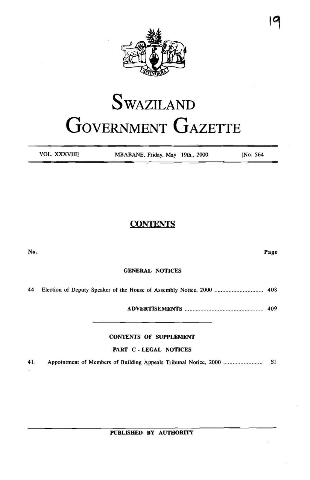 Swaziland Government Gazette