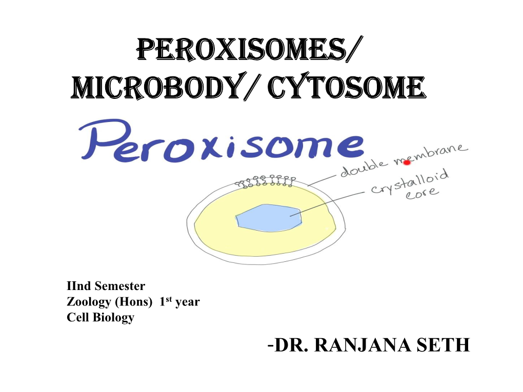 Peroxisomes/ Microbody/ Cytosome