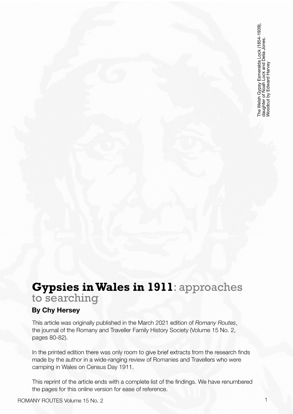 Gypsies in Wales in 1911 – Approaches to Searching