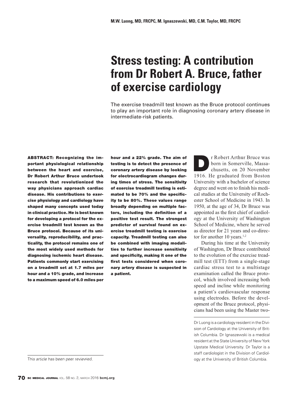 Stress Testing: a Contribution from Dr Robert A