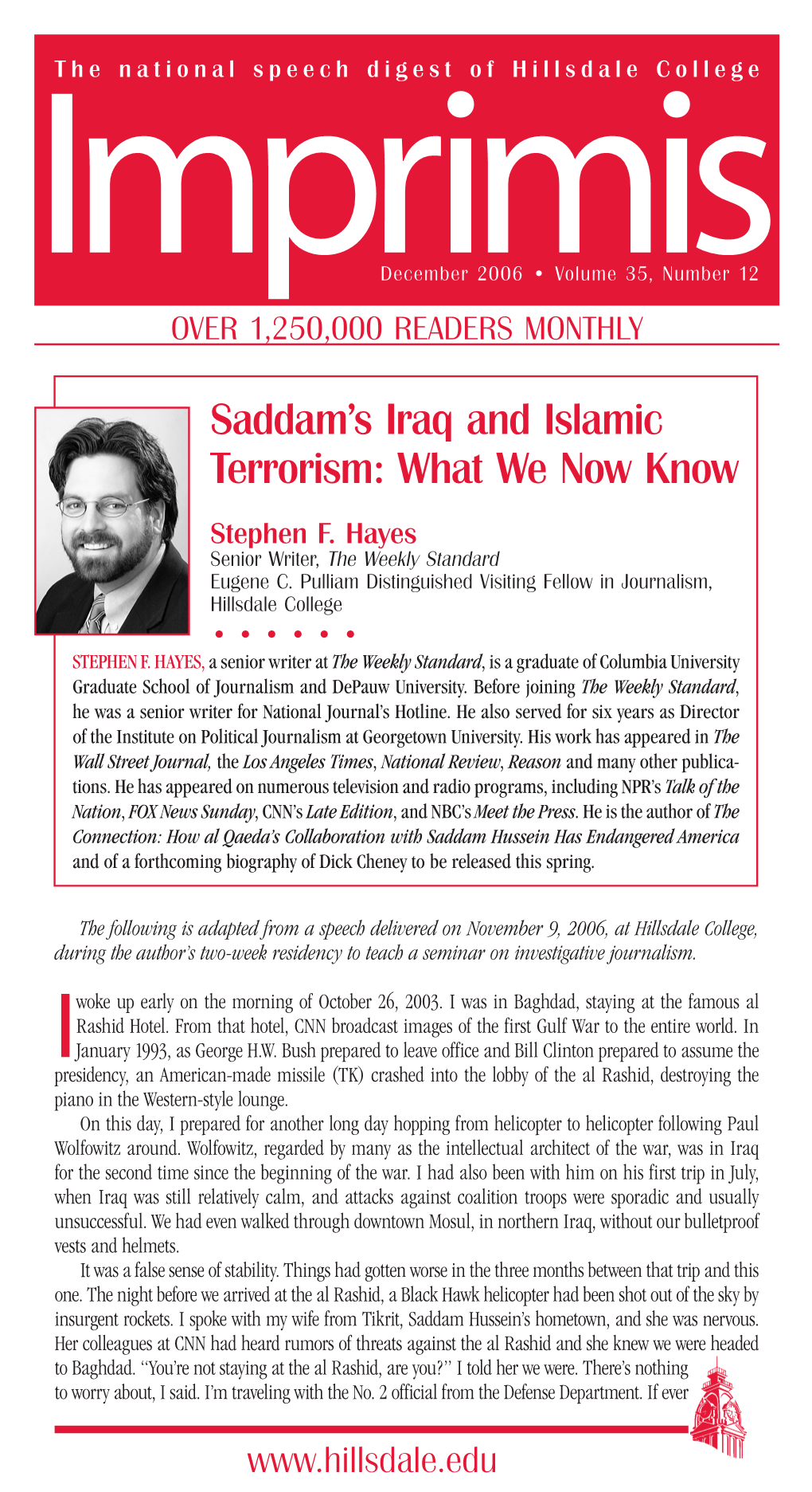 Saddam's Iraq and Islamic Terrorism