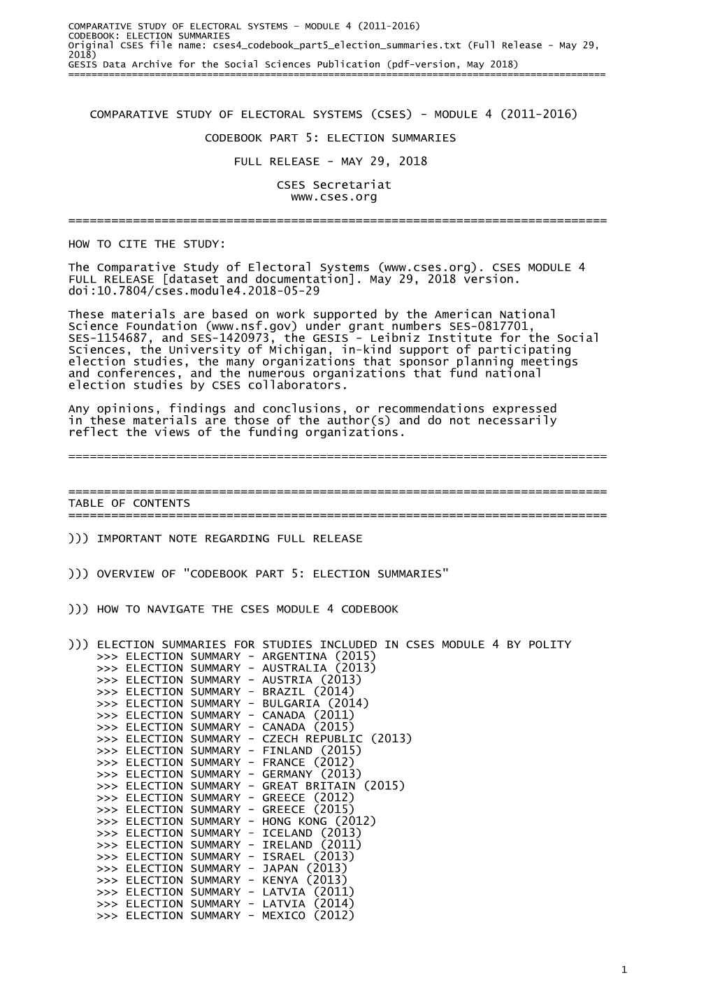 Comparative Study of Electoral Systems Module 4