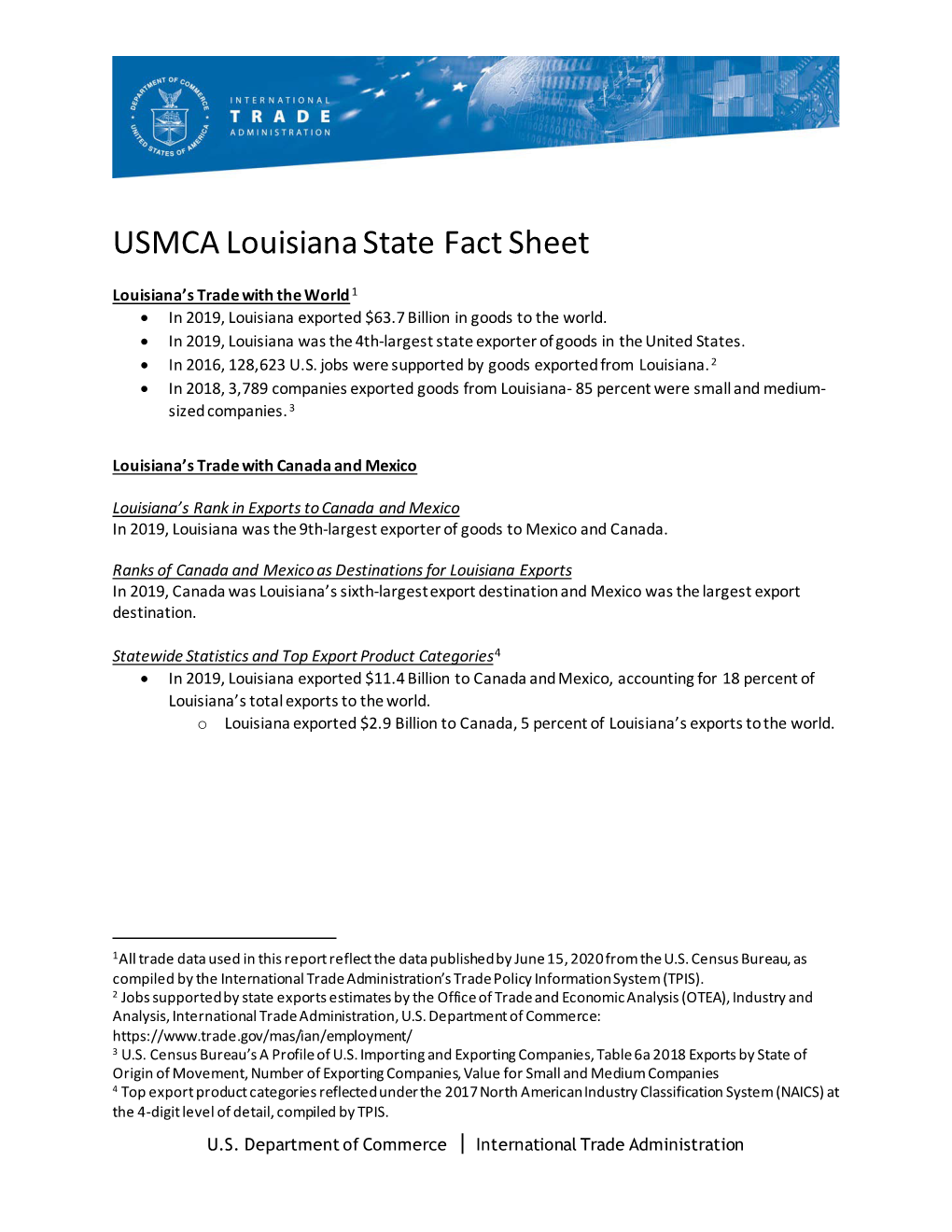 USMCA Louisiana State Fact Sheet