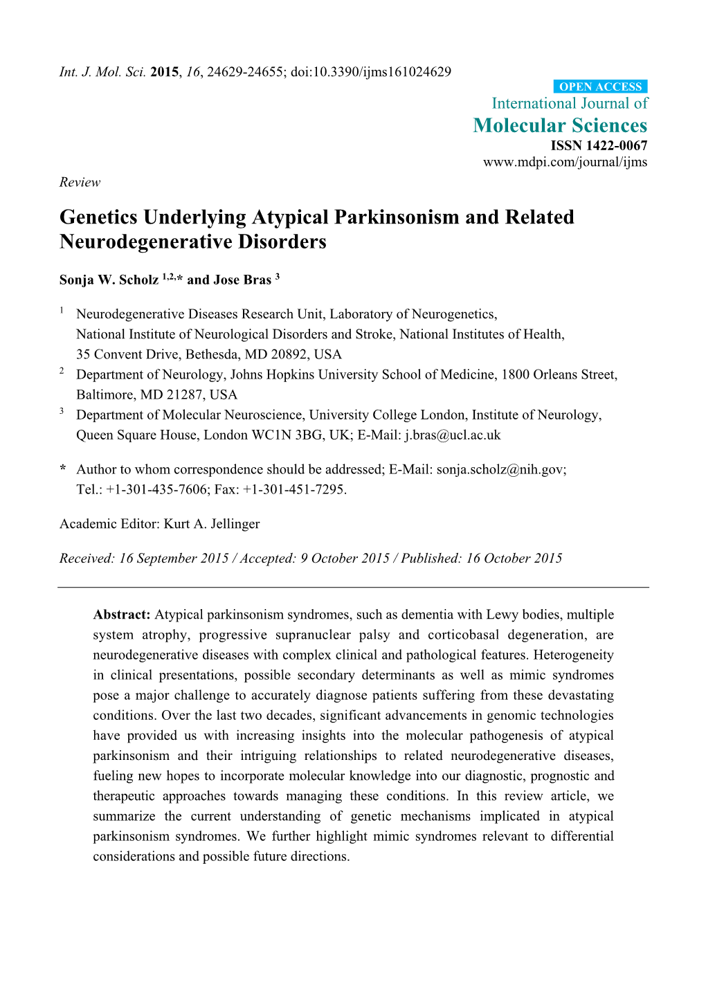 Genetics Underlying Atypical Parkinsonism and Related Neurodegenerative Disorders