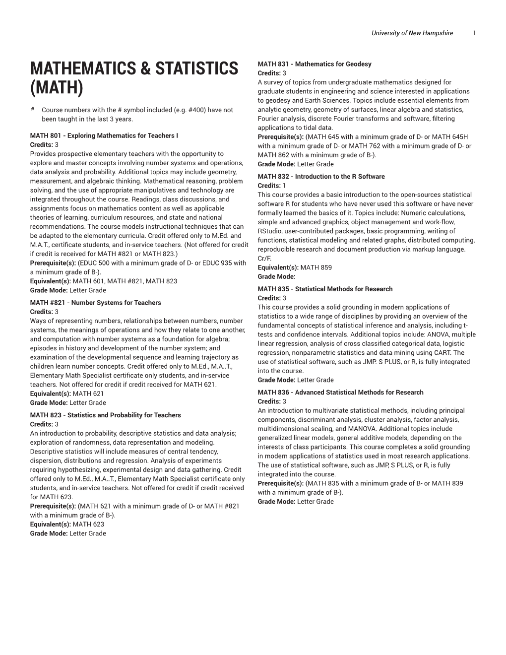 Mathematics & Statistics (MATH)