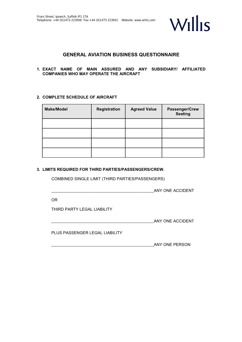 General Business Questionnaire