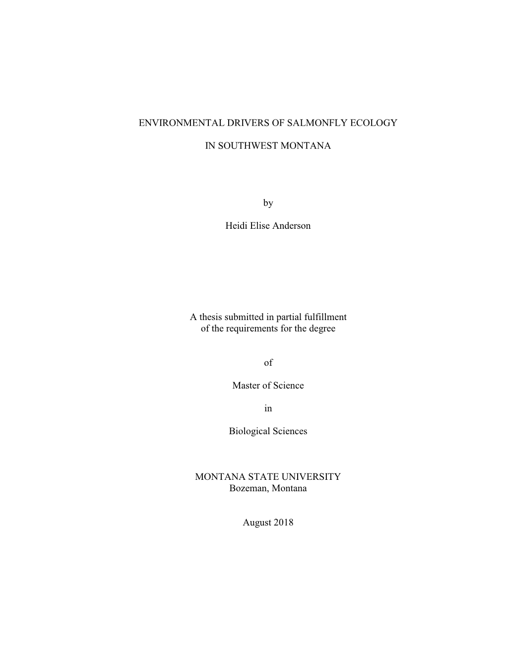 Montana State University Research Paper