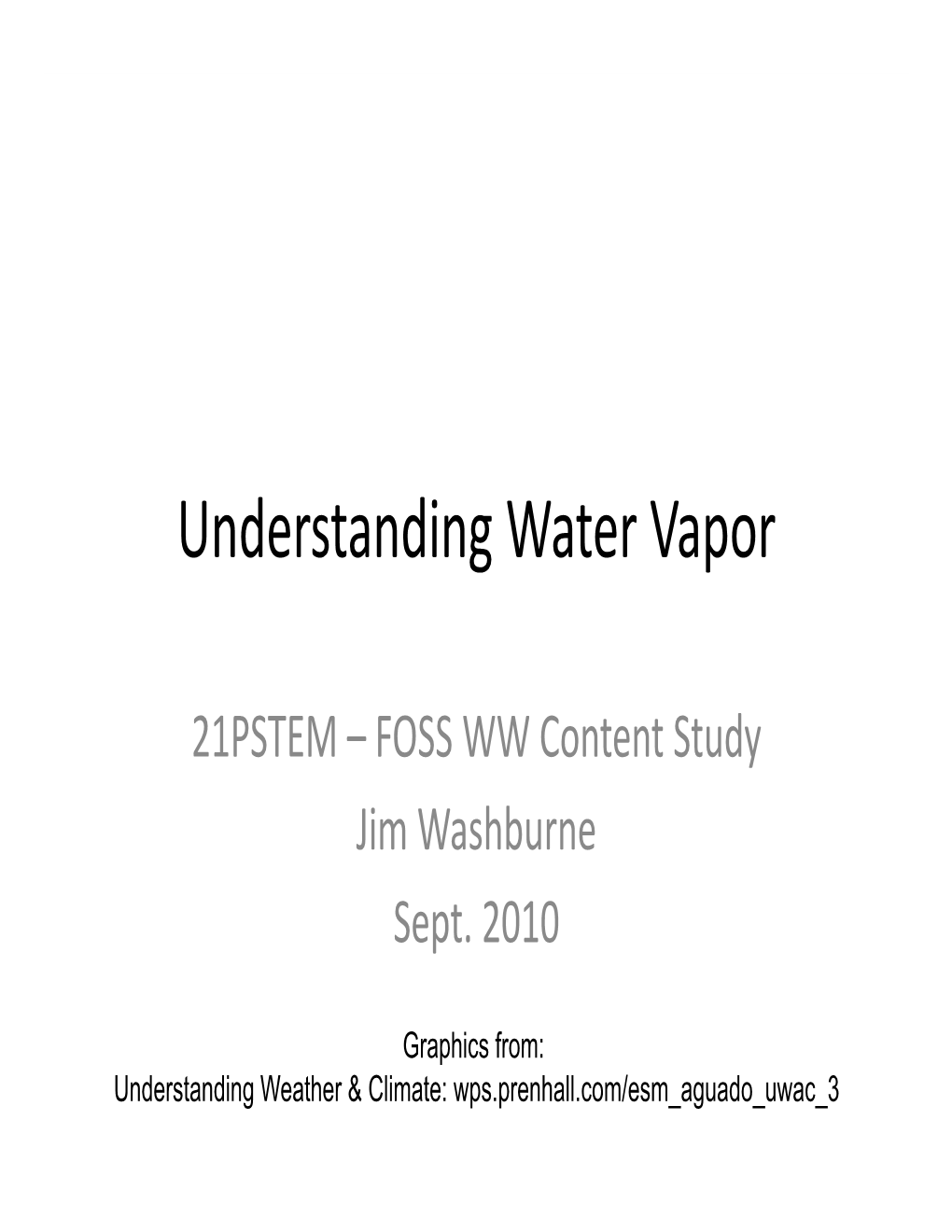 Understanding Water Vapor