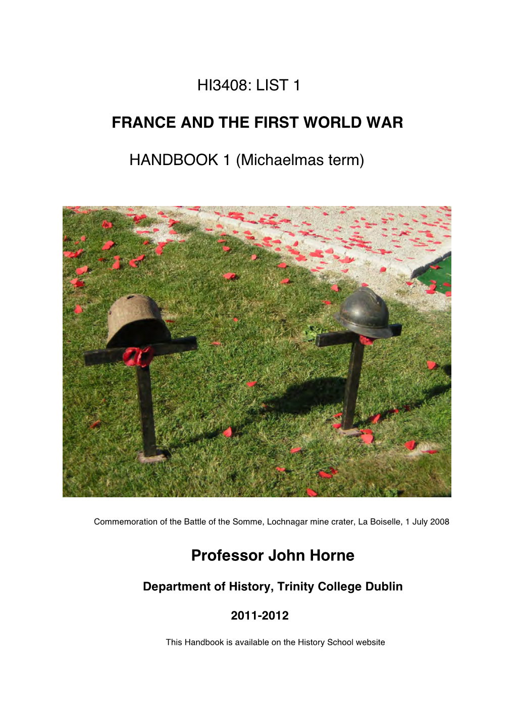 List 1 France and the First World War Handbook 1