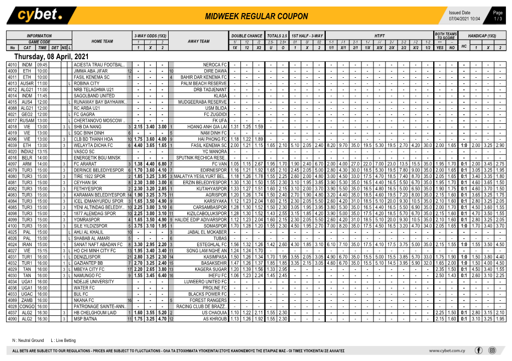 Midweek Regular Coupon 07/04/2021 10:04 1 / 3