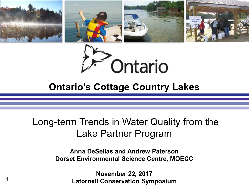 Ontario's Cottage Country Lakes Long-Term Trends in Water Quality From