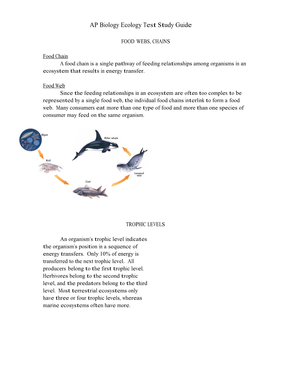 Pre-IB Biology Ecology Test Study Guide