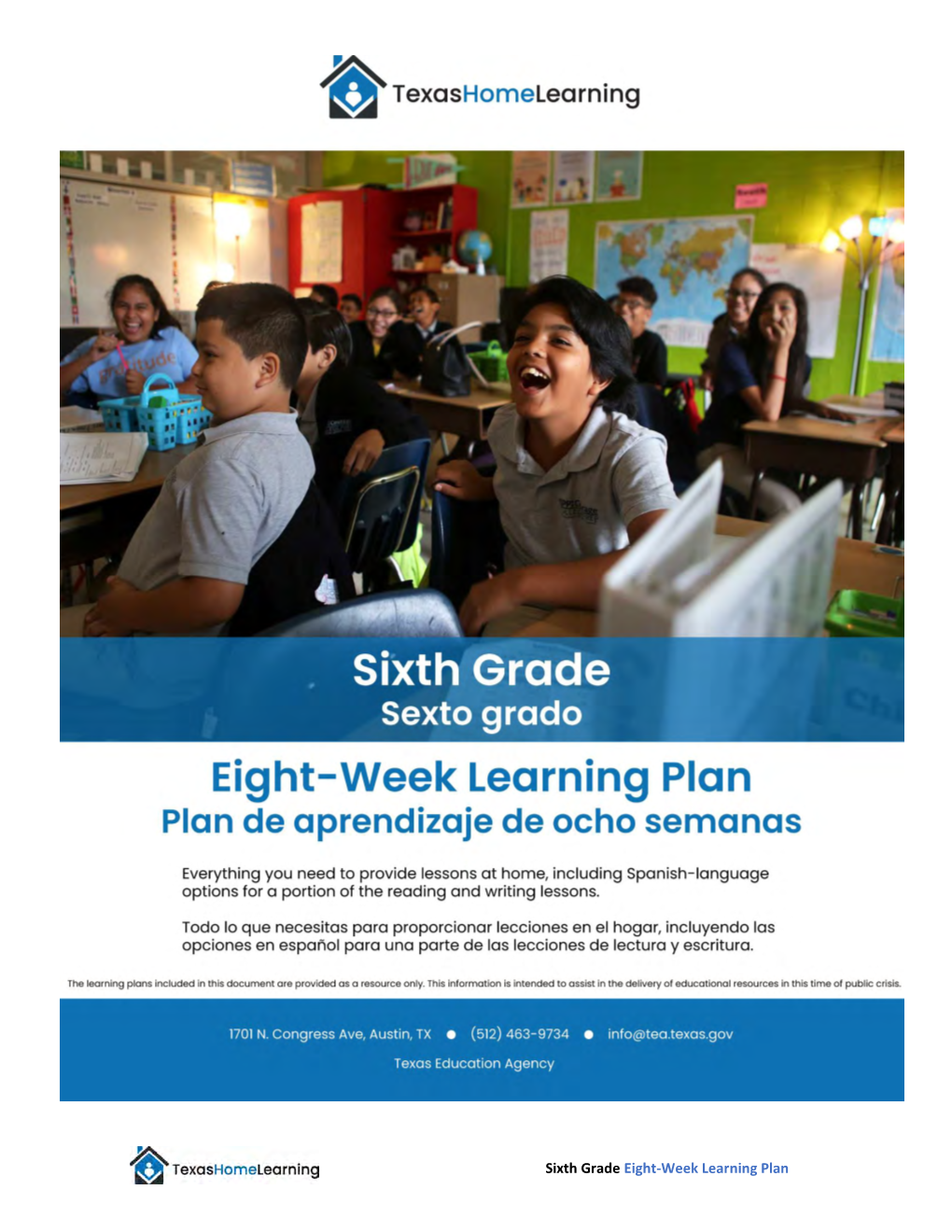 Sixth Grade Eight-Week Learning Plan Descripción General De Los Recursos En Español Incluidos