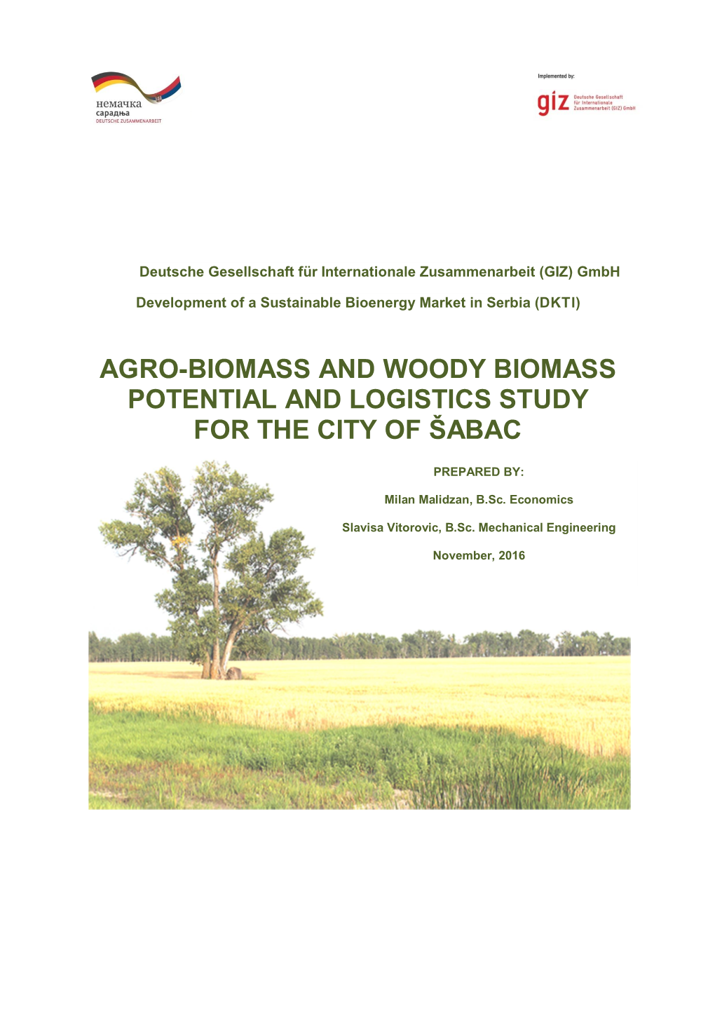 Agro-Biomass and Woody Biomass Potential and Logistics Study for the City of Šabac