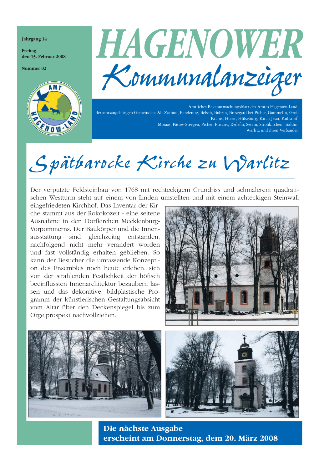 Spätbarocke Kirche Zu Warlitz