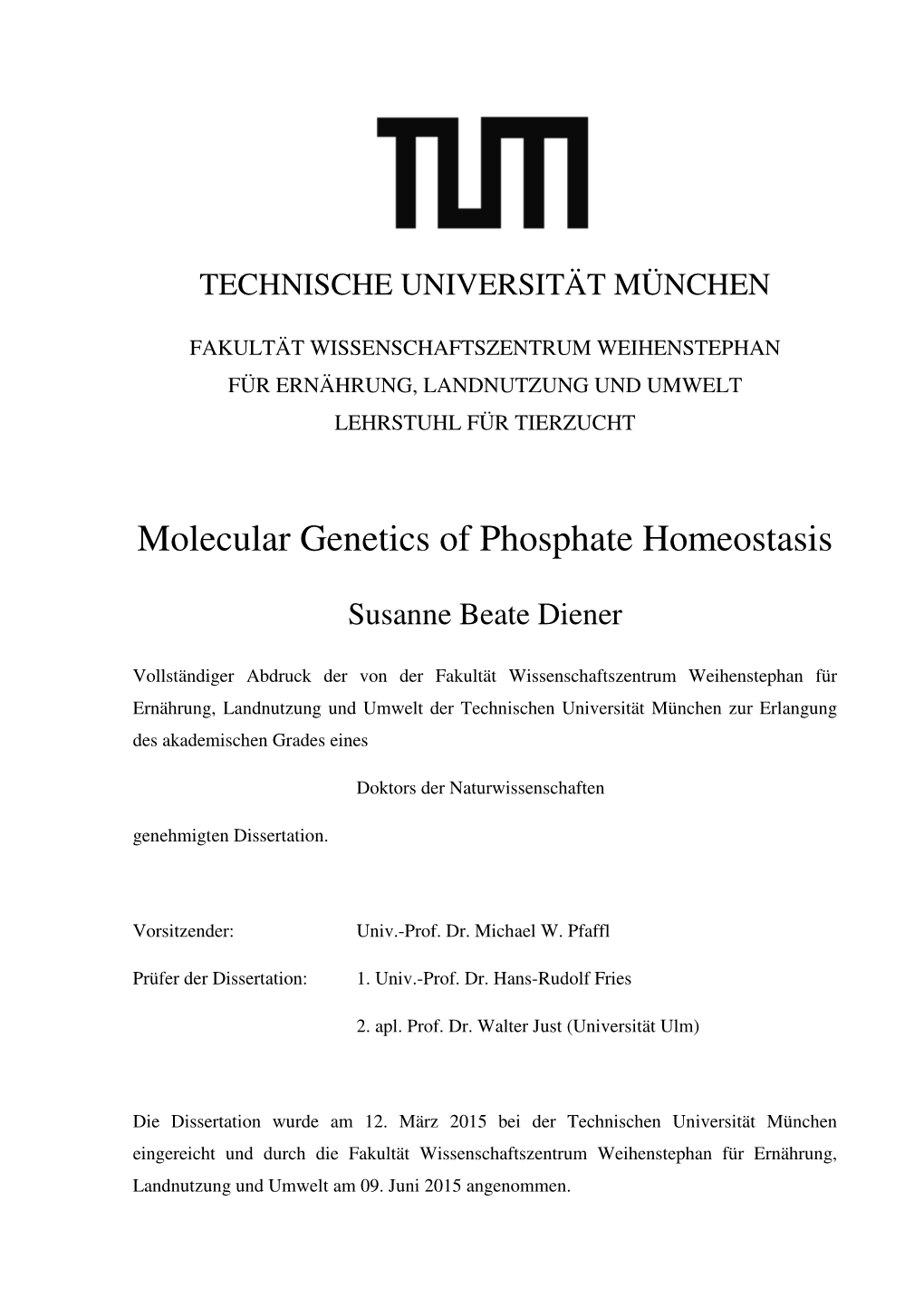 Molecular Genetics of Phosphate Homeostasis