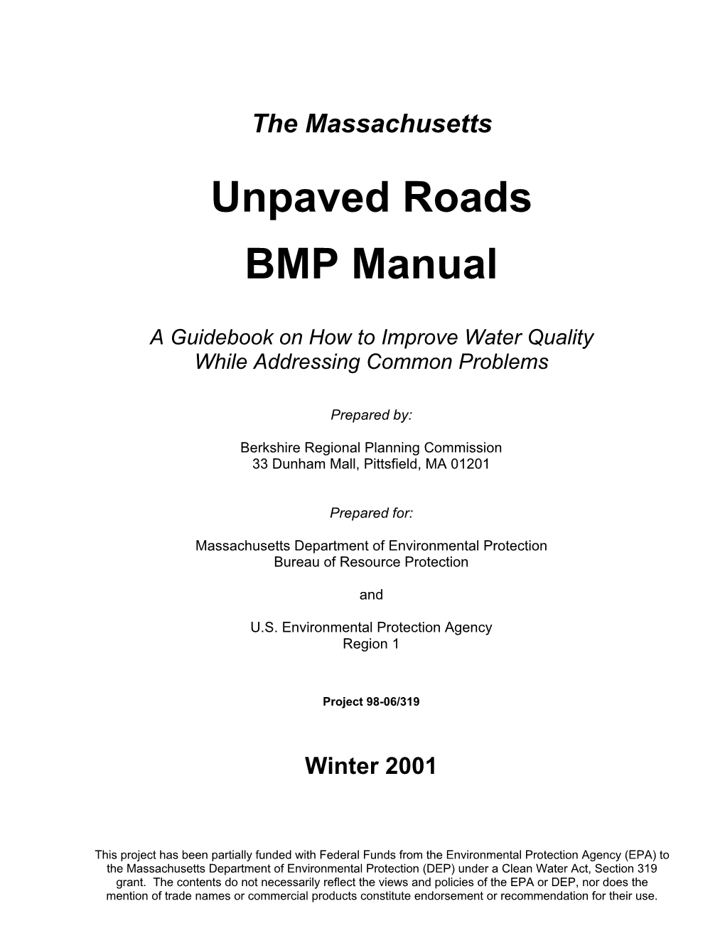 Unpaved Roads BMP Manual