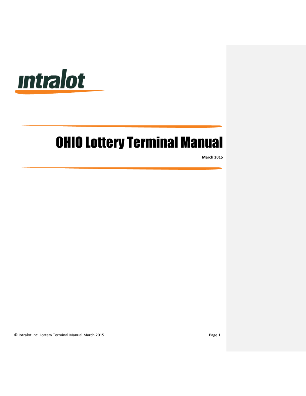 OHIO Lottery Terminal Manual March 2015