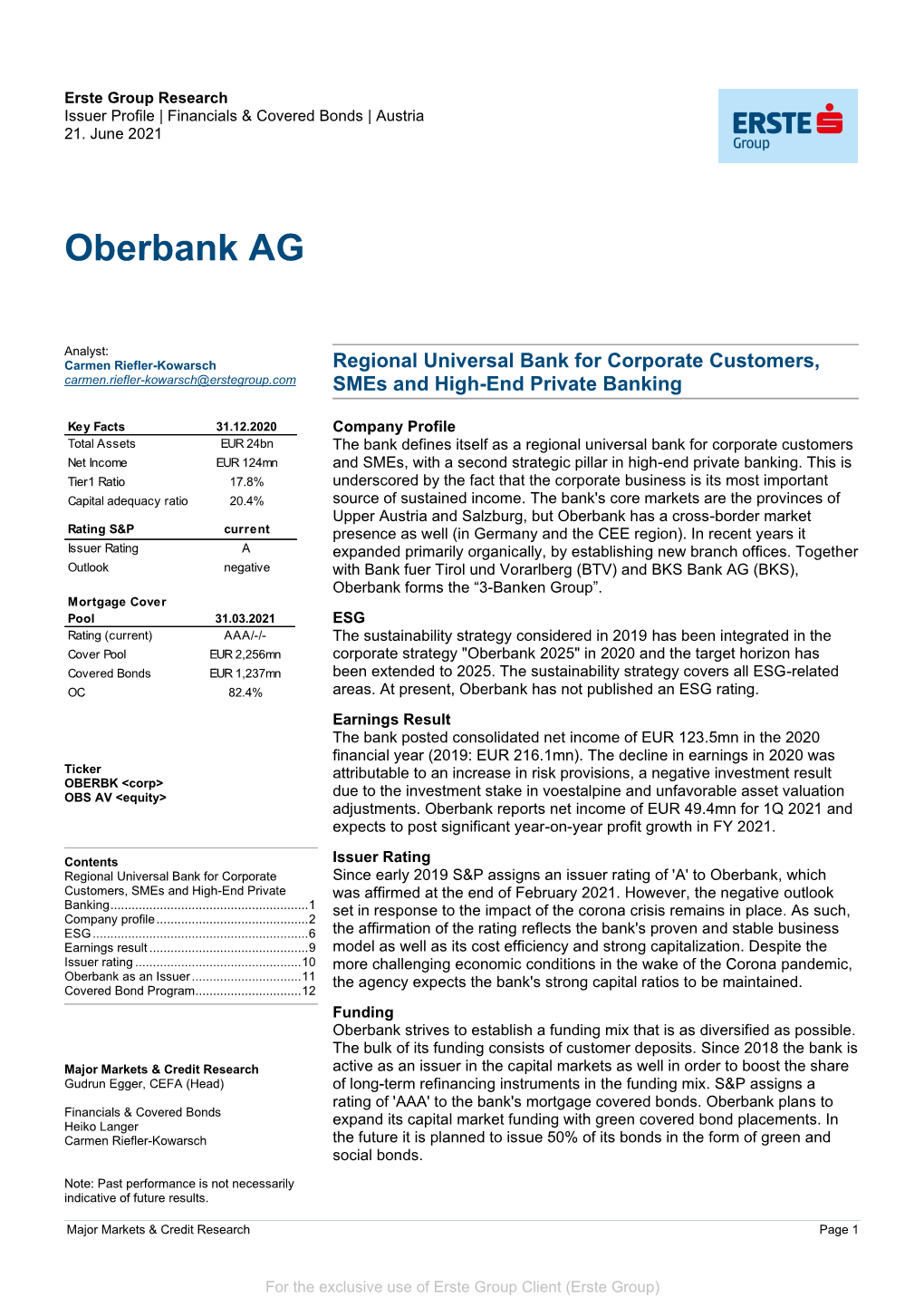 Issuer Profile Oberbank AG