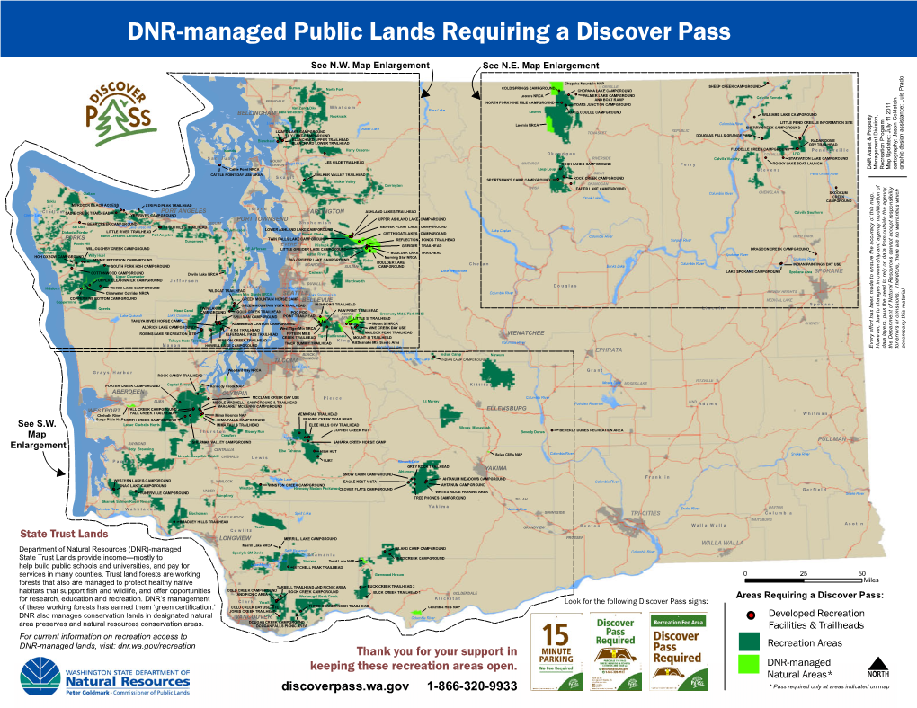 DNR-Managed Public Lands Requiring a Discover Pass