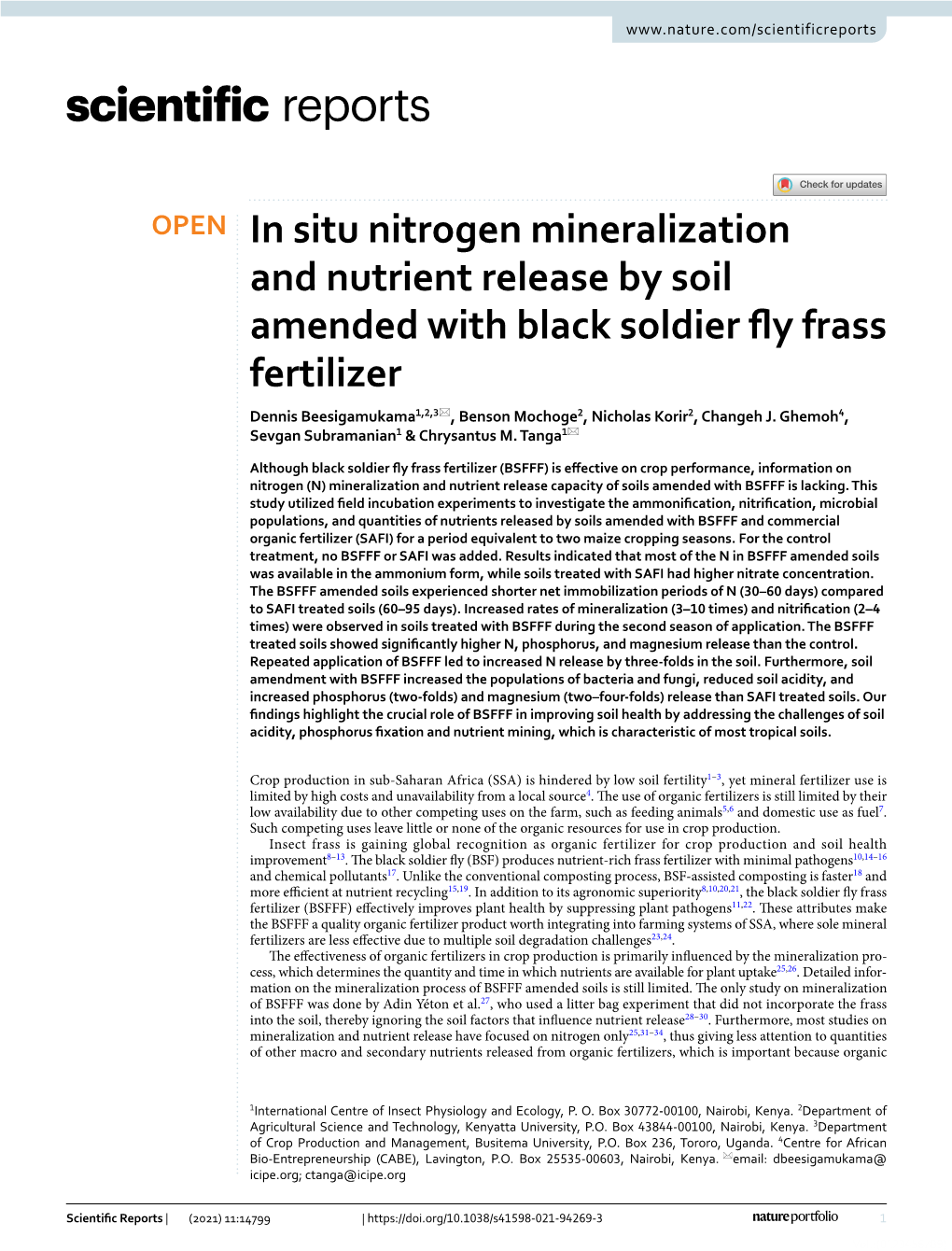 In Situ Nitrogen Mineralization and Nutrient Release by Soil Amended