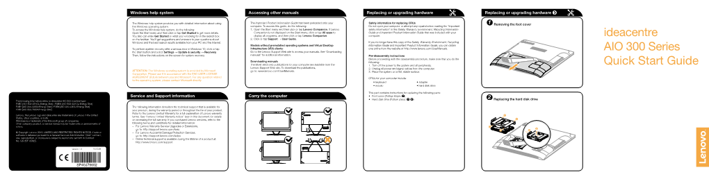 Ideacentre AIO 300 Series Quick Start Guide