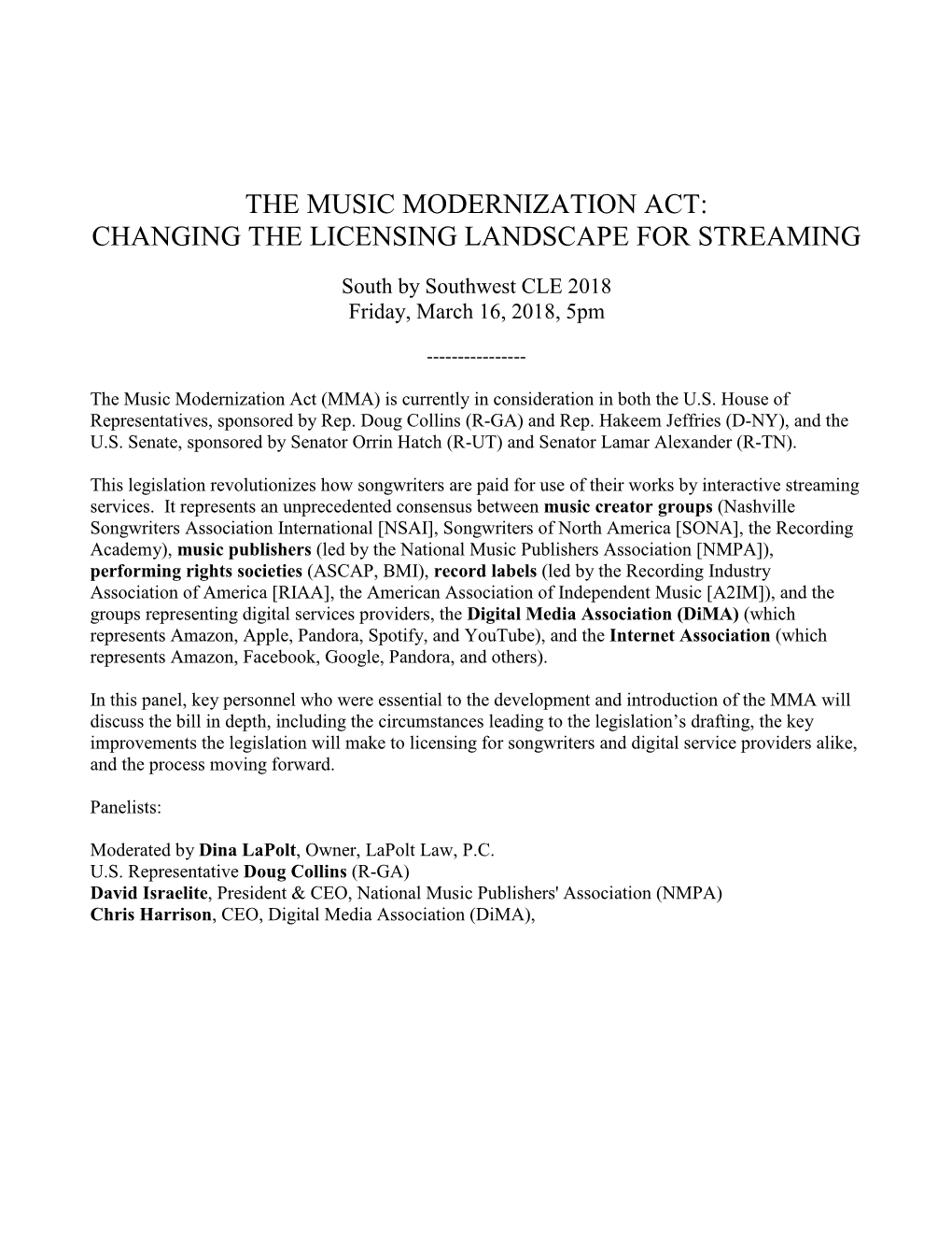 The Music Modernization Act: Changing the Licensing Landscape for Streaming