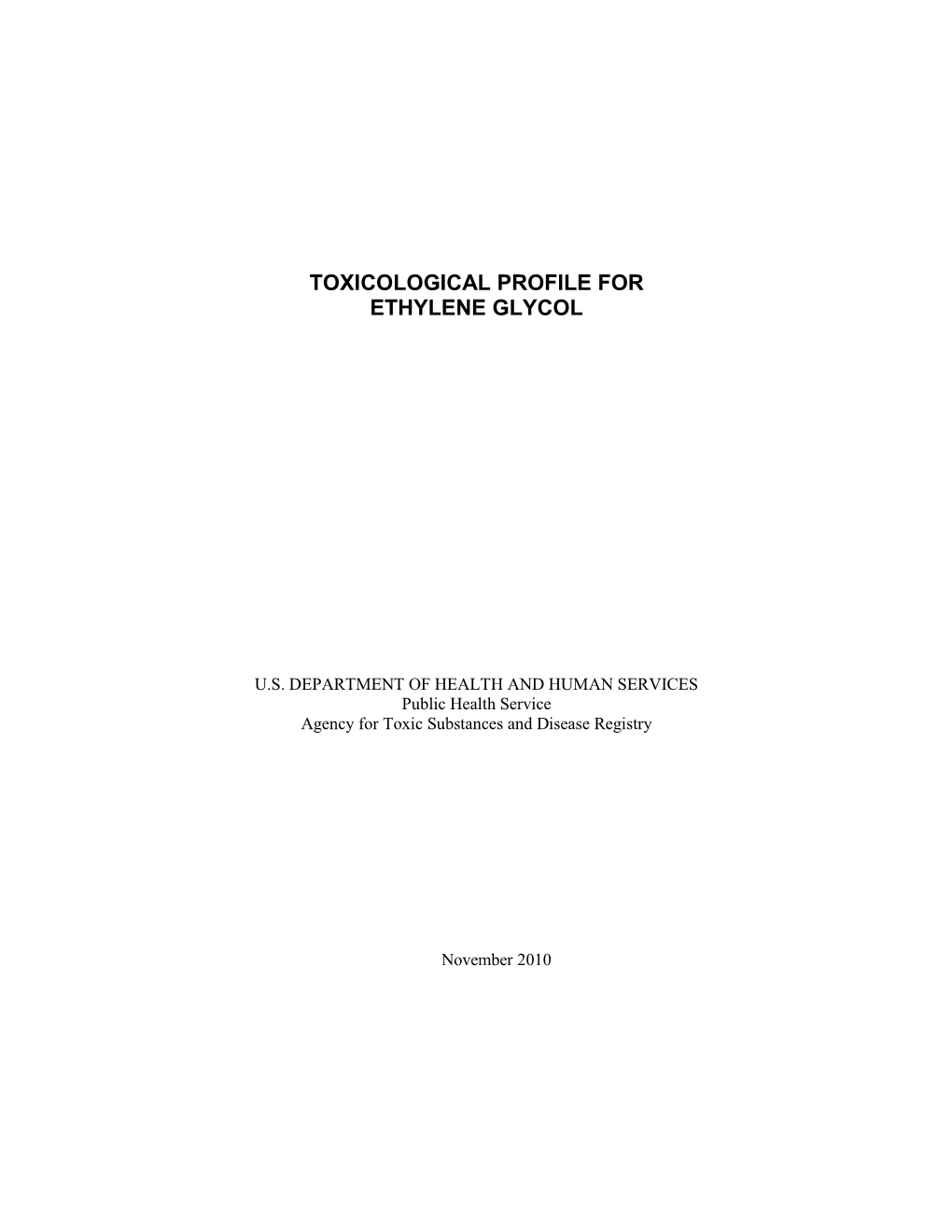 Toxicological Profile for Ethylene Glycol