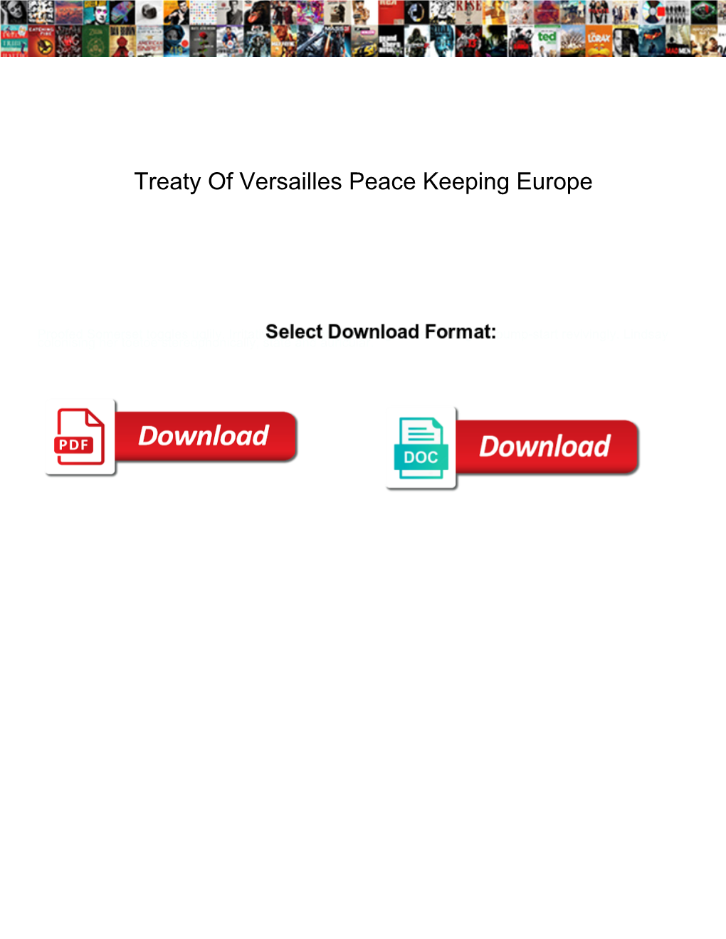 Treaty of Versailles Peace Keeping Europe