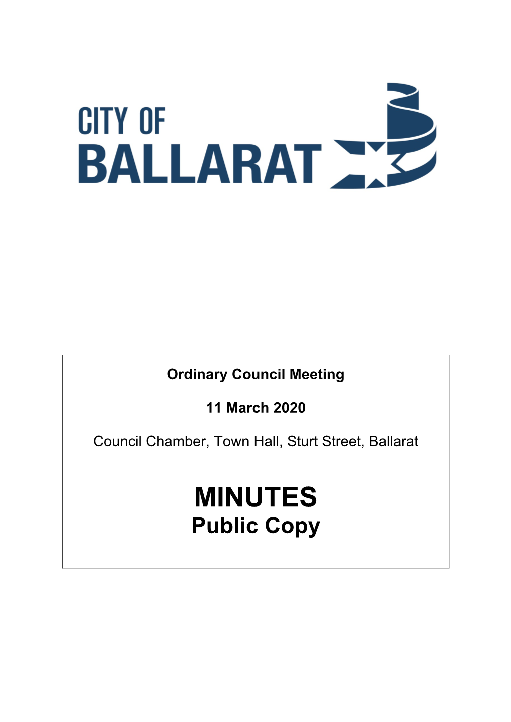 11 March 2020 Ordinary Council Meeting Minutes.Pdf