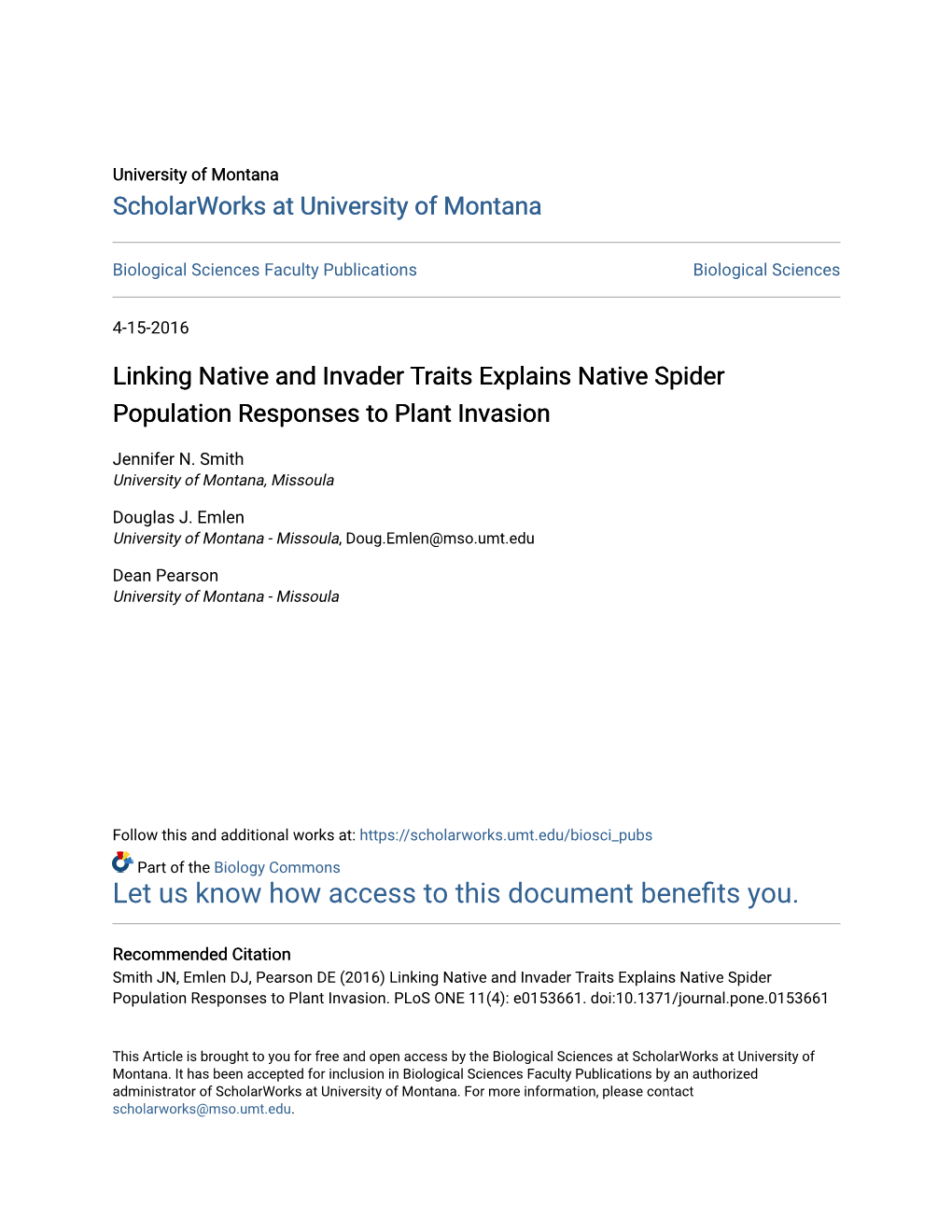 Linking Native and Invader Traits Explains Native Spider Population Responses to Plant Invasion