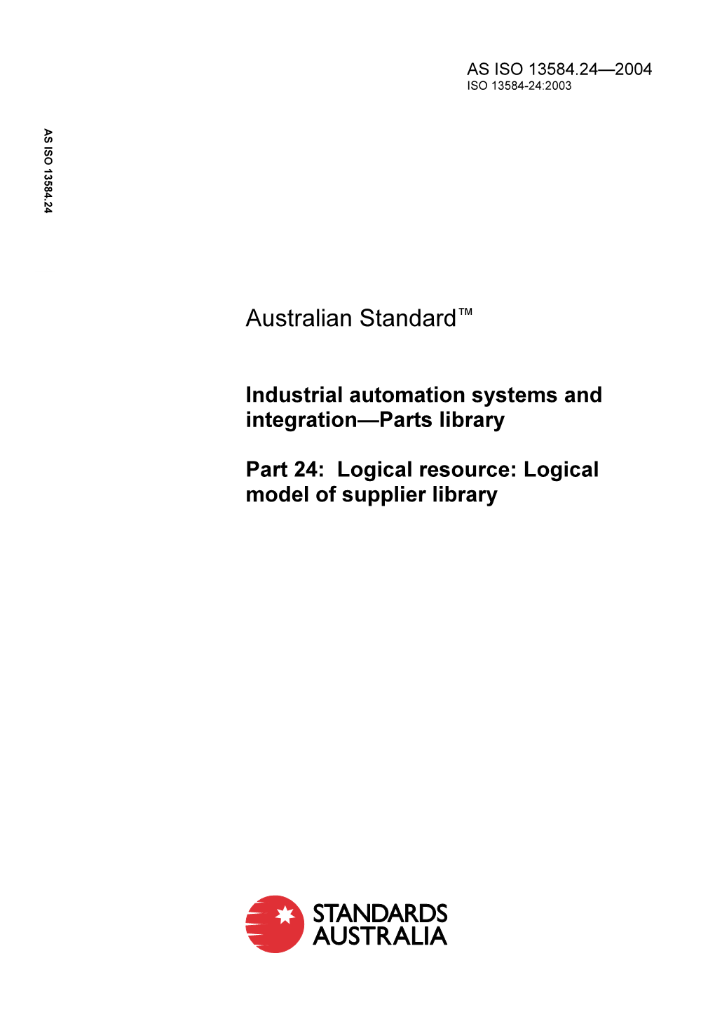 Industrial Automation Systems and Integration—Parts Library