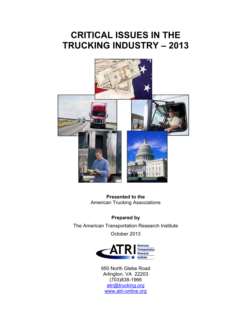 Critical Issues in the Trucking Industry – 2013