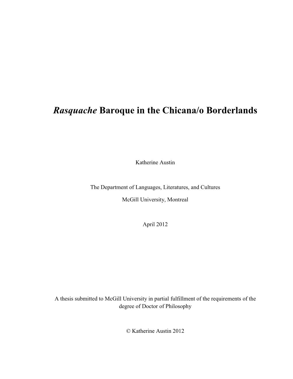 Rasquache Baroque in the Chicana/O Borderlands