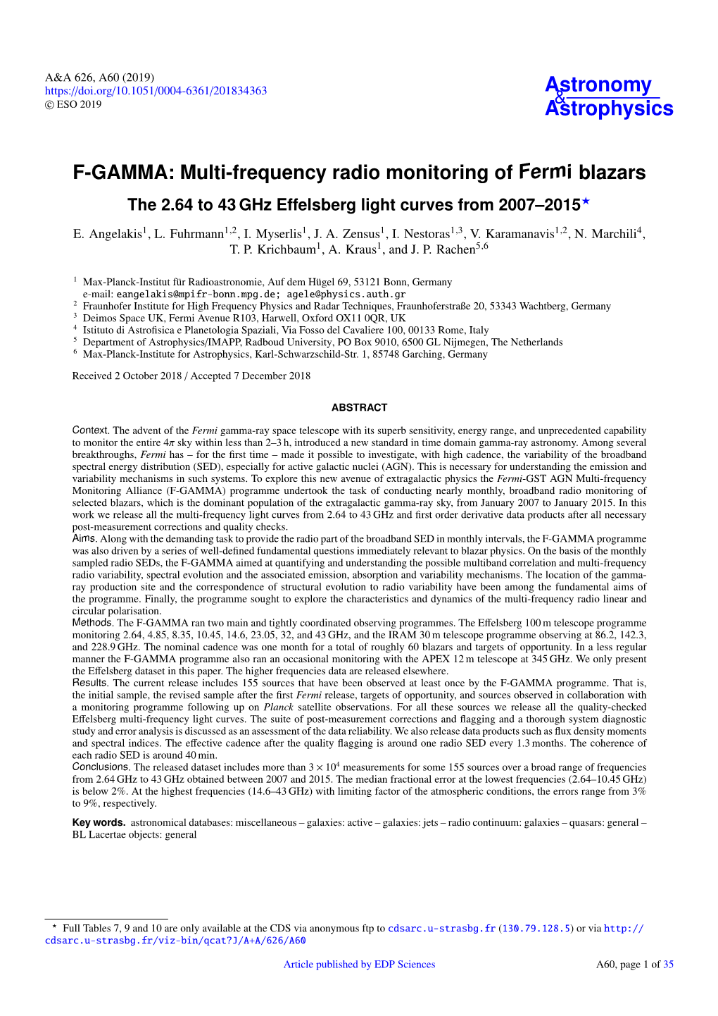 Multi-Frequency Radio Monitoring of Fermi Blazars the 2.64 to 43 Ghz Effelsberg Light Curves from 2007–2015?