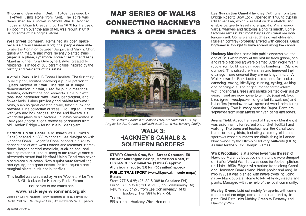 Map Series of Walks Connecting Hackney's