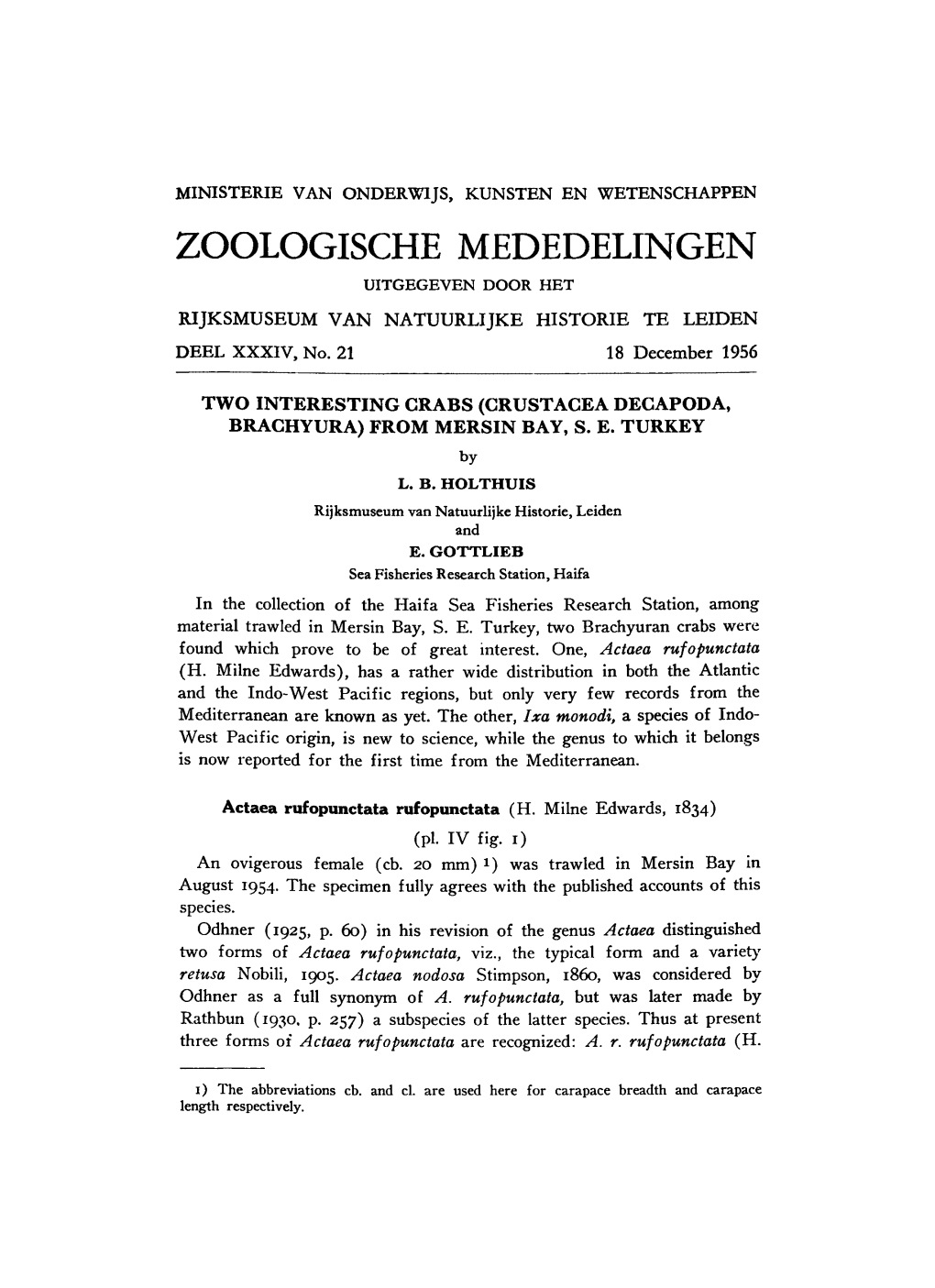 Zoologische Mededelingen