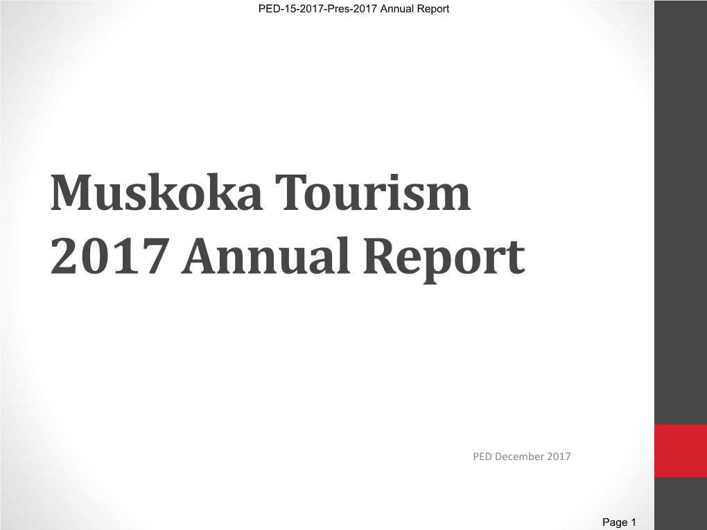Muskoka Tourism 2017 Annual Report