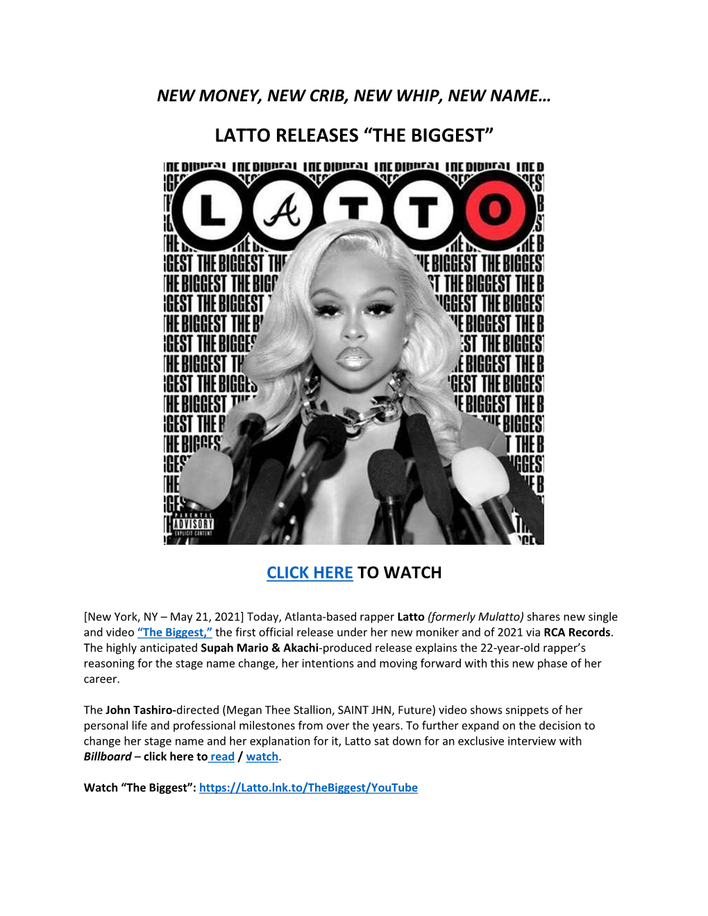 Latto Releases “The Biggest”