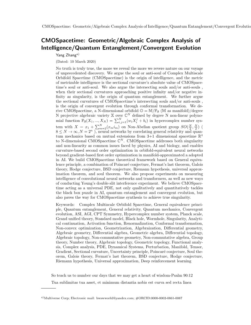 Geometric/Algebraic Complex Analysis of Intelligence/Quantum Entanglement/Convergent Evolution