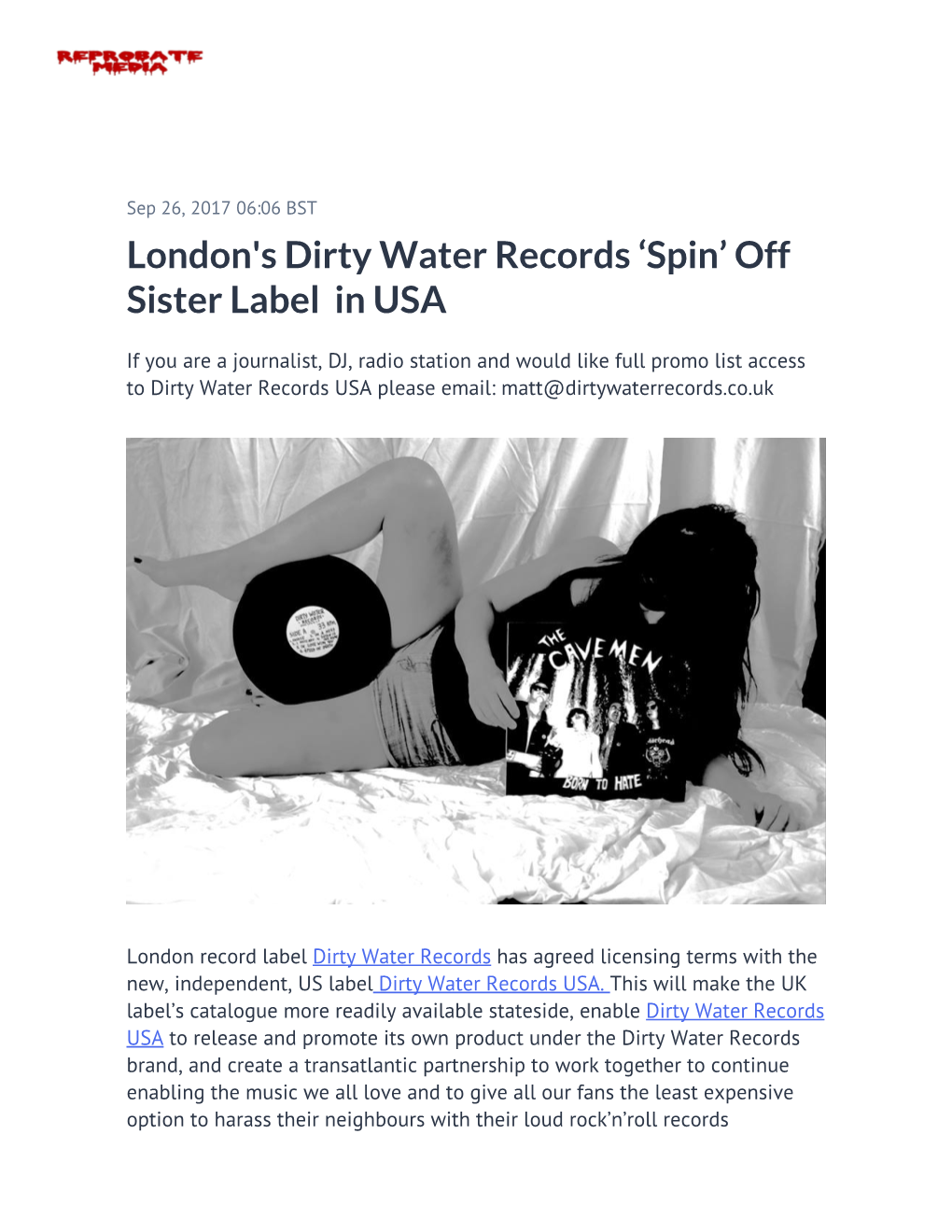 London's Dirty Water Records 'Spin' Off Sister Label