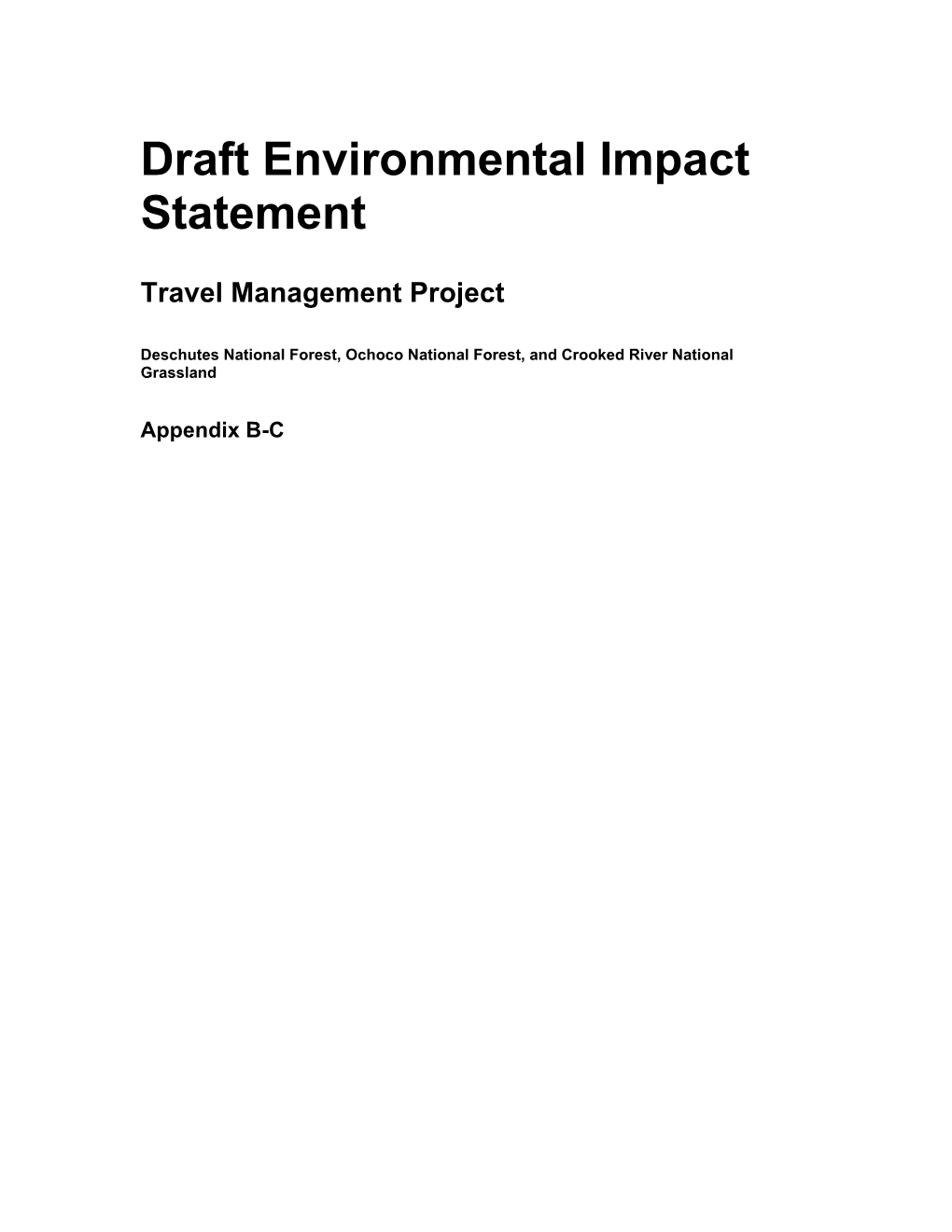 Draft Environmental Impact Statement Travel Management Project Appendix Page 2